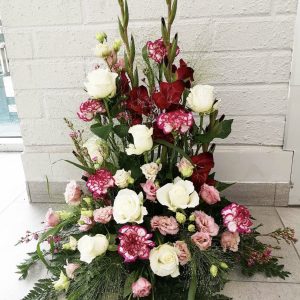 Hög dekoration rosa/vit