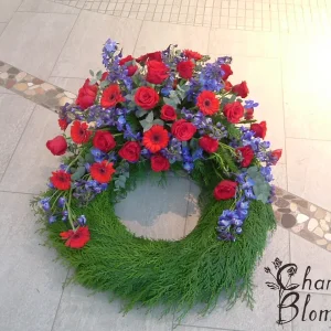 Krans extra stor i rött och blått